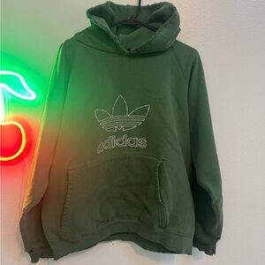adidas Forest Green Hooded Sweatshirt with Black Logo Tag